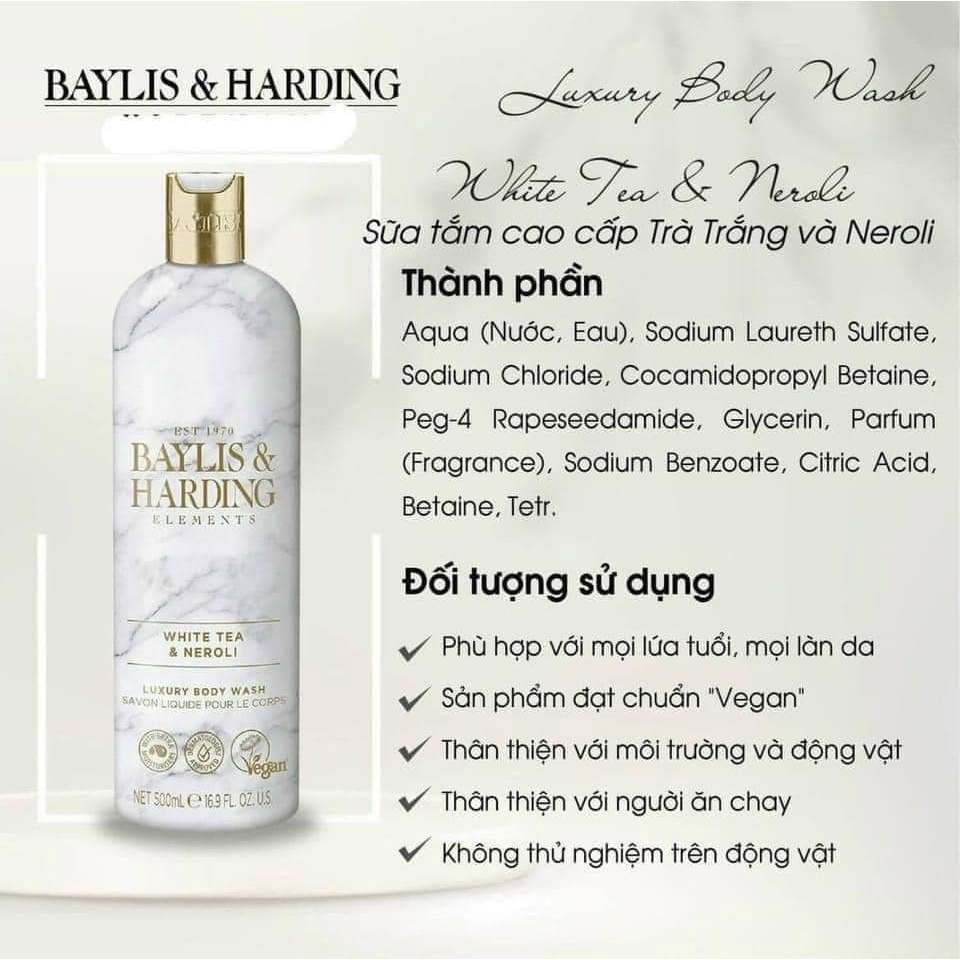 Sữa tắm cao cấp Baylis &amp; Harding body wash hương thơm sang trọng, quyến rũ 500ml