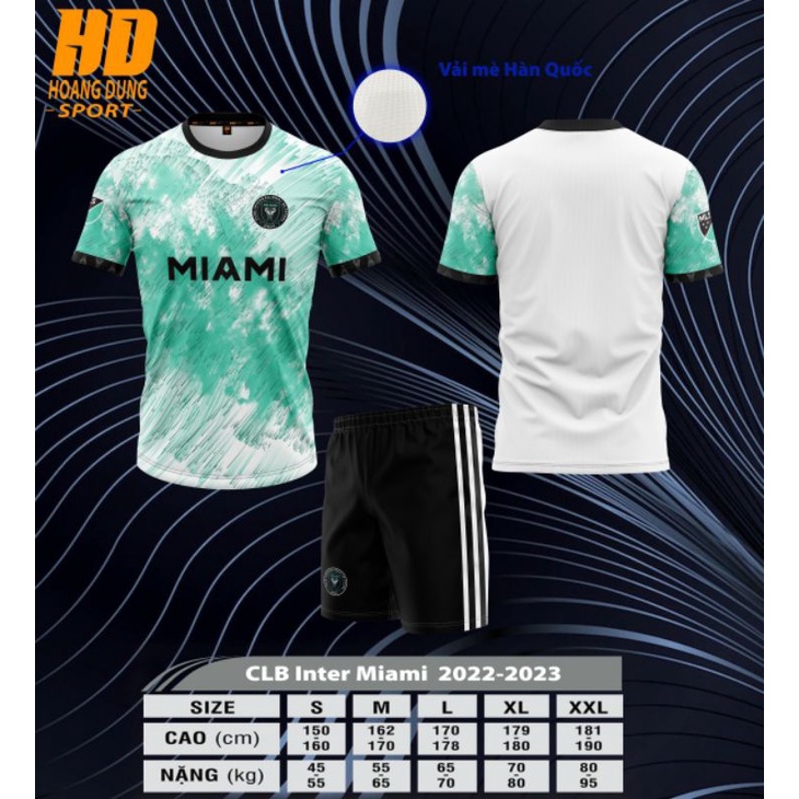 BỘ ĐỒ ĐÁ BANH MIAMI TRẮNG NGỌC VẢI MÈ KIM CAO CẤP 2023