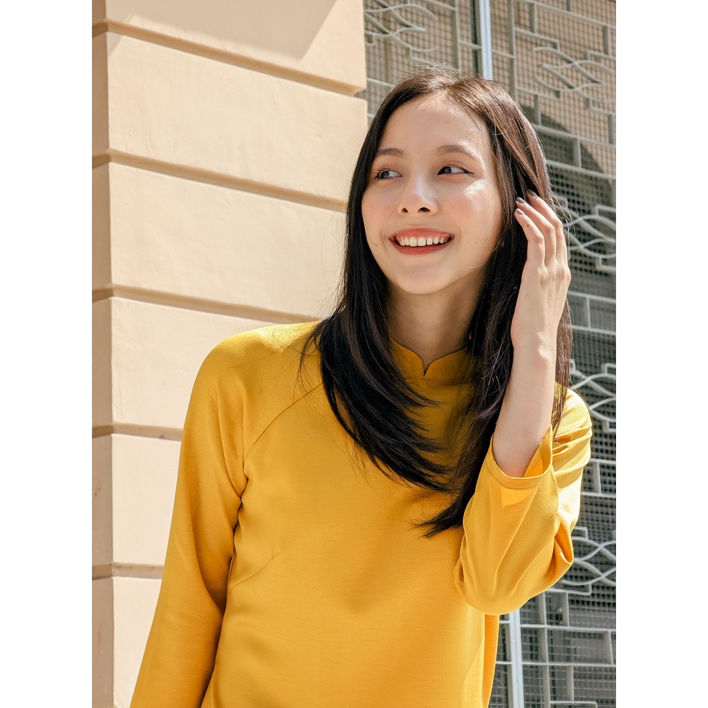 Set Áo dài Rosemary tây thi vàng đậm