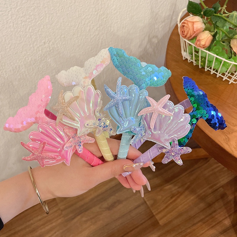 Băng Đô Cài Tóc Họa Tiết Hoạt Hình Đính Sequin Lấp Lánh Xinh Xắn Cho Bé Gái