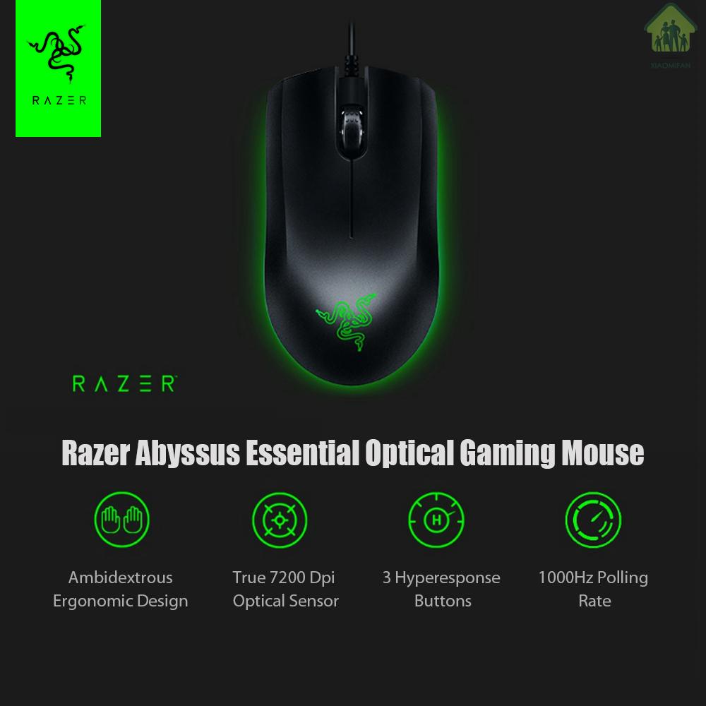 XF Razer Abyssus Essential Optical Gaming Mouse w/True 7200 DPI Optical Sensor/3 Hyperesponse Buttons Powered by Razer Chroma Ambidextrous Ergonomic Wired Computer Mice for Windows PC Gamers