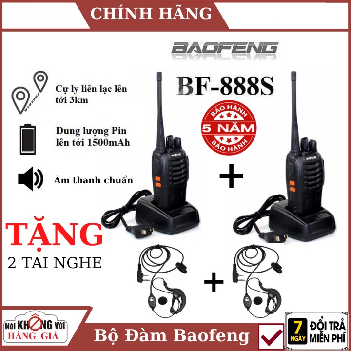 Bộ 2 Bộ đàm baofeng BF-888S cao cấp , chuyên dụng , bảo hành chính hãng 5 năm
