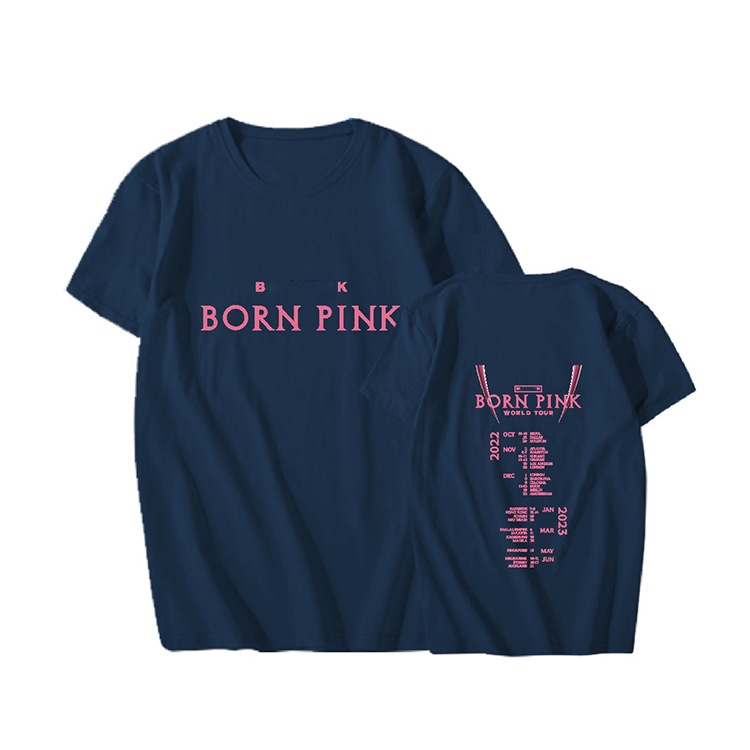 Áo Thun Tay Ngắn Dáng Rộng In Chữ Blackpink Born Pink World Tour Unsex Thời Trang ST1