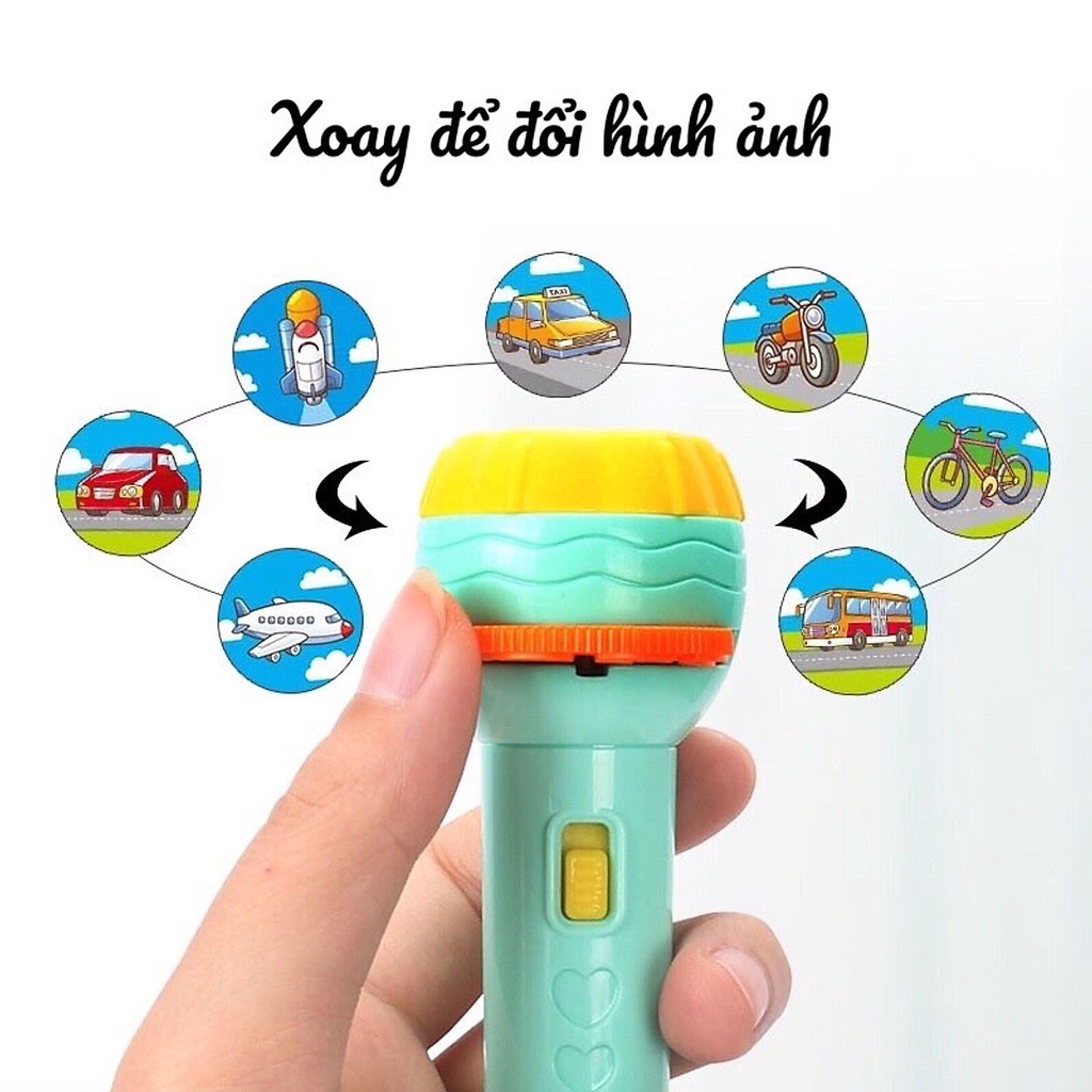 Đèn pin chiếu hình 80 hình động vật nghộ nghĩnh 3d sắc nét cho bé 1 2 3 4 tuổi