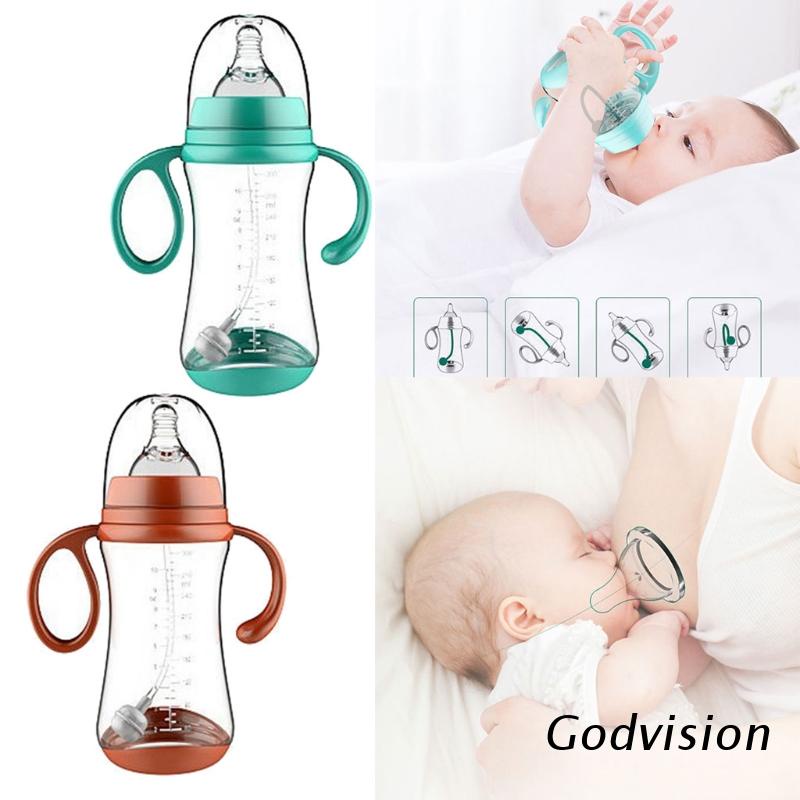 Bình Uống Sữa/Nước Uống Bằng Silicone Với Núm Rộng Hai Cách Dùng Cho Bé 180ml/2