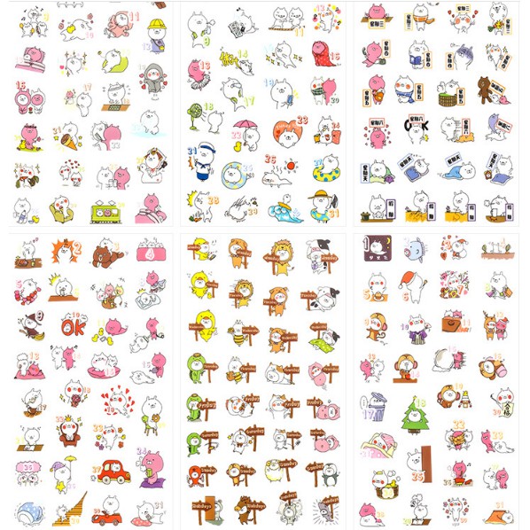 Set 6 tấm sticker Nhật Ký Heo Con