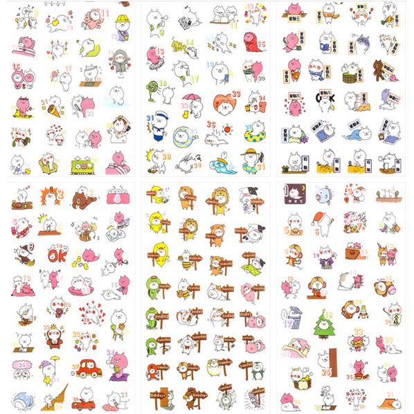 Set 6 tấm sticker Nhật Ký Heo Con