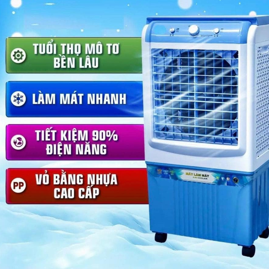 QUẠT ĐỨNG ĐIỀU HOÀ HƠI NƯỚC LÀM MÁT KHÔNG KHÍ HS-588A BÌNH 40 LÍT [CÓ ĐÁ KHÔ+ BÁNH XE TẶNG KÈM]