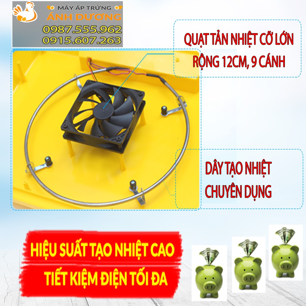 [Hàng Chính Hãng ] - Máy ấp trứng ánh dương A100 loại 1 tầng khay đảo nhôm, ấp tự động 1-50 trứng