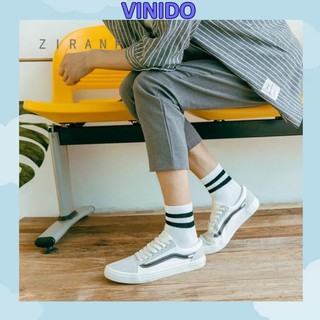 Combo 5 đôi tất cổ cao Vinido kẻ ngang nhiều màu nam nữ TK01