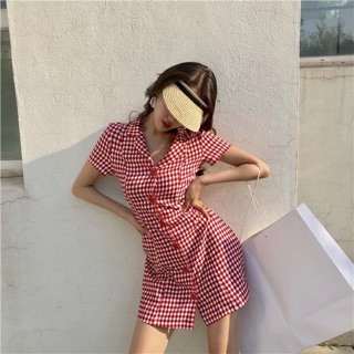 Váy kẻ ô nhỏ dáng A vintage