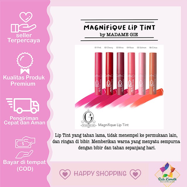 (hàng Mới Về) Son Tint Madame Gie Magnifique Màu Sắc Thời Trang