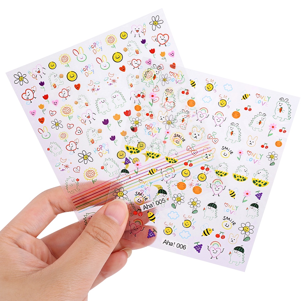 1 Tờ Miếng Dán Móng Tay Chuyển Nước Hình Khủng Long 5D Dễ Thương