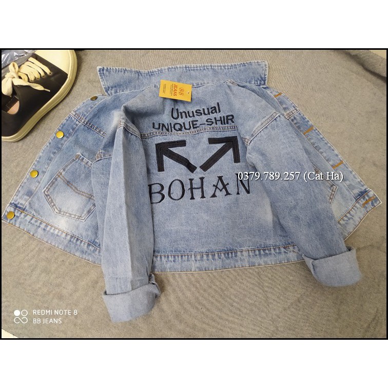 Aó khoác jean nữ xám xanh như hình form dưới 58Kg Bohan BB24