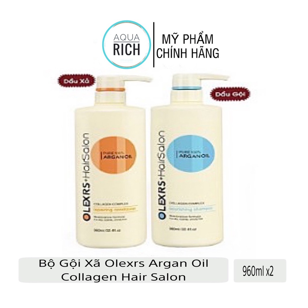 Bộ Gội Xả Olexrs Argan Oil Collagen Hair Salon 960ml x 2 Chai