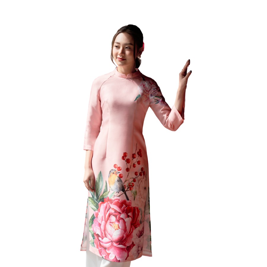 Áo Dài In Hoa Mẫu Đơn SYO AD001