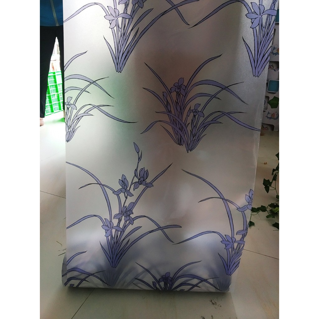 Decal giấy dán kính bụi cỏ tím khổ 45cm , giấy keo sẵn bóc dán