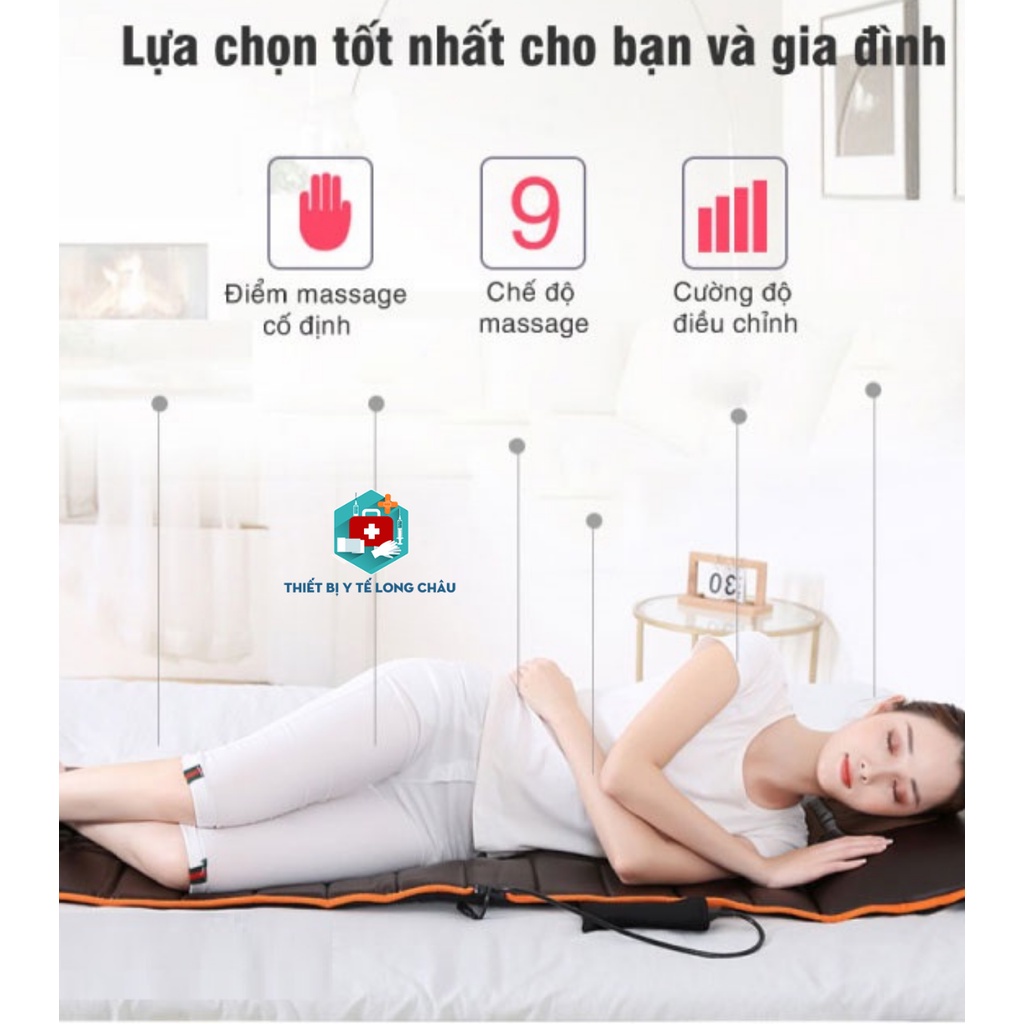 Đệm Mát Xa - Đệm Massage Toàn Thân, Hỗ Trợ Giảm Đau Cơ Bắp, 16 Bi Hồng Ngoại, Sưởi Ấm Hồng Ngoại, Túi Khí Giảm Đau Lưng