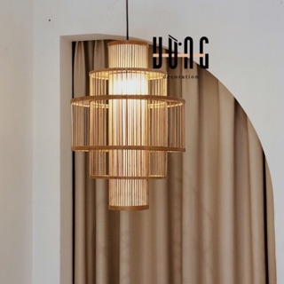 ĐÈN MÂY TRE ĐAN ( TĂM TRE TRỤ TẦNG DÁNG DÀI )