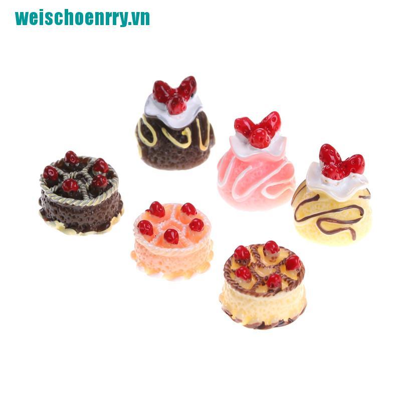 Weis♪Bộ 6 Mô Hình Bánh Kem 3D Trang Trí Nhà Búp Bê