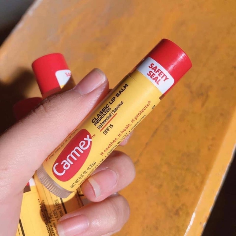 [HÀNG MỸ] Son Dưỡng Môi Carmex Camex Lip Balm Thỏi Không Mùi SPF 15 Có