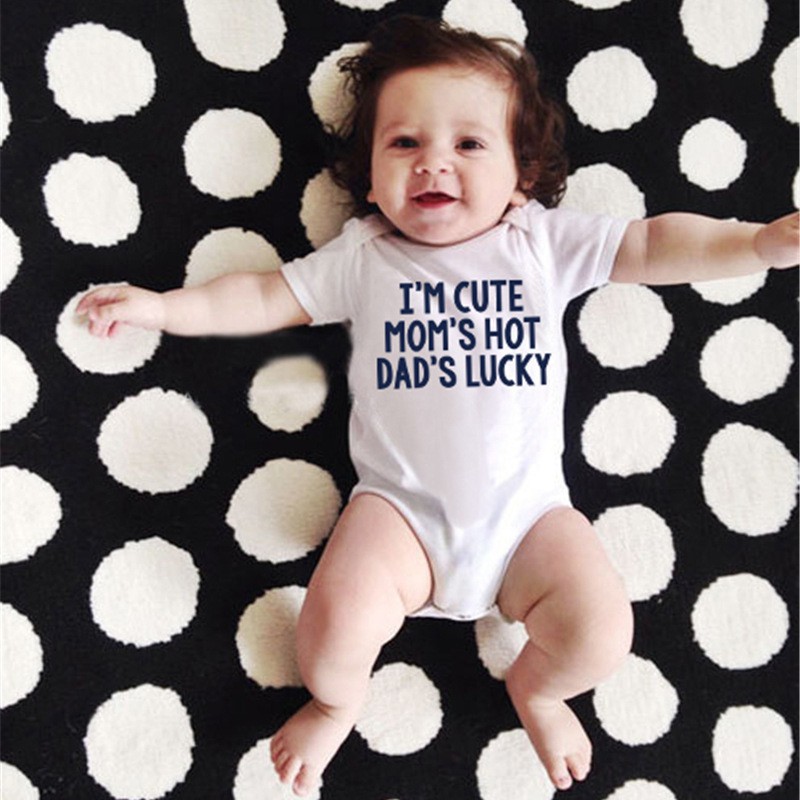 Áo liền quần Cotton NgắN Tay, In HọA TiếT Chữ Cho Bé Trai/GáI