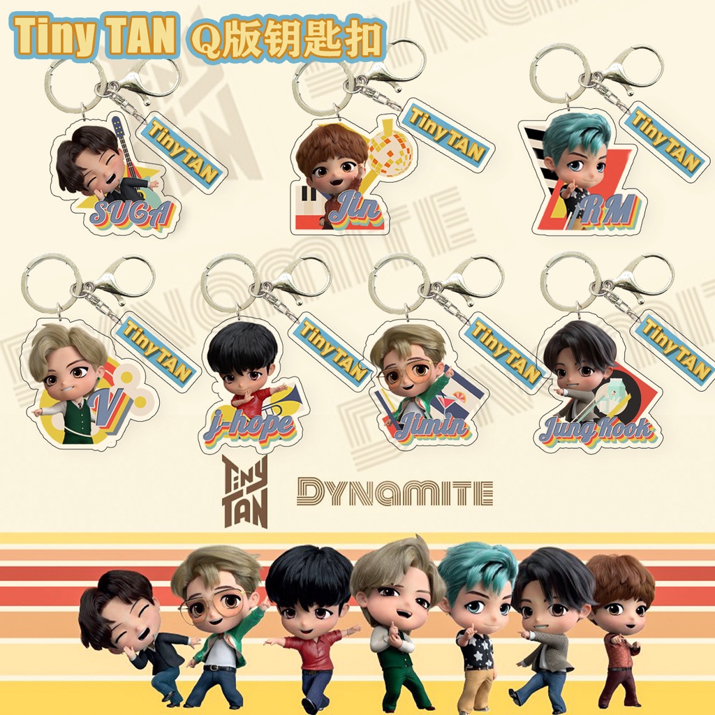 Móc khóa nhựa acrylic họa tiết hoạt hình BTS TinyTAN JK/Jimin/RM/Jhope/SUGA/JIN