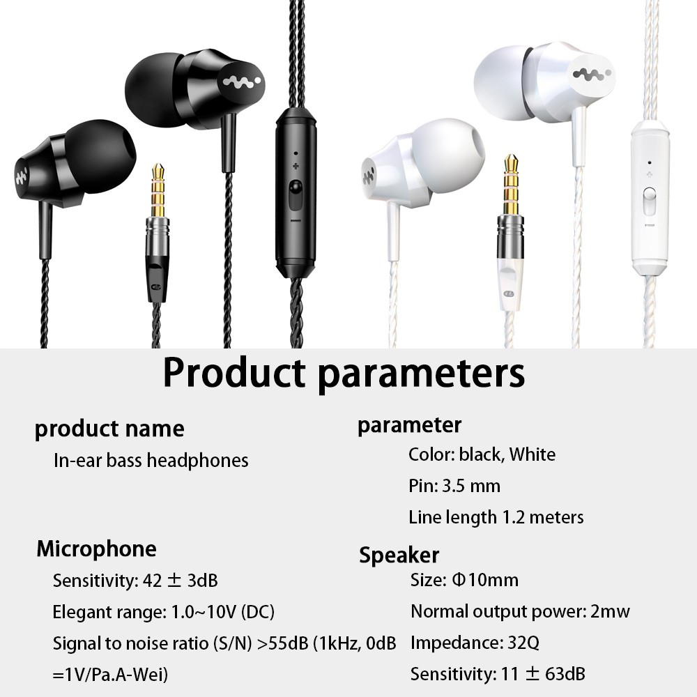 Tai Nghe Nhét Tai Jack 3.5mm Âm Thanh Siêu Trầm Có Micro Chống Ồn Chuyên Dụng