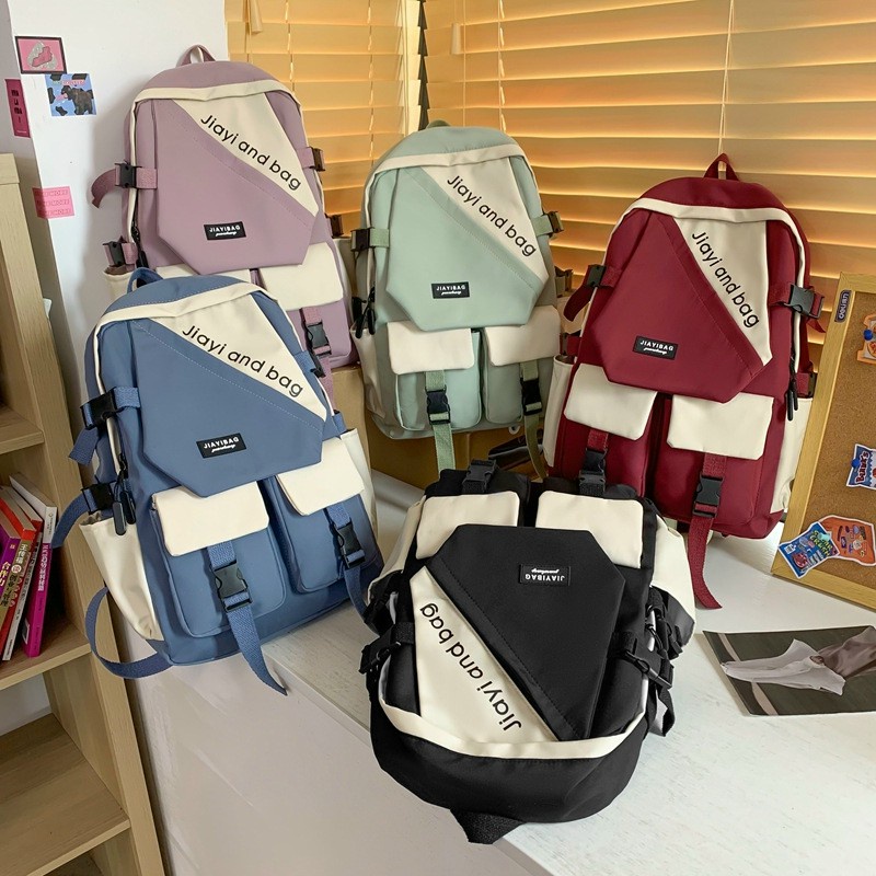 Balo nữ đi học đẹp thời trang dễ thương  ulzzang cặp đi học nam nữ phong cách unisex chống nước không kèm móc gấu
