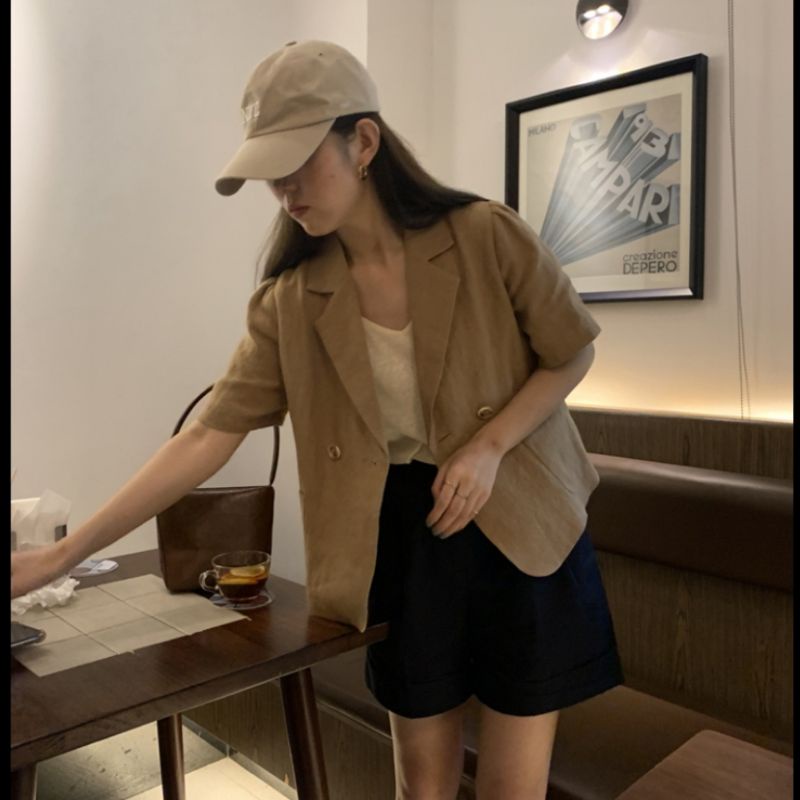 áo blazer tay ngắn vai bồng tiểu thư hàn quốc