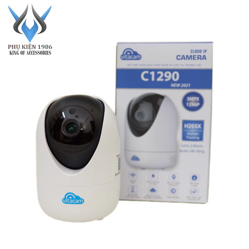 Camera IP Wifi Vitacam C1290 3.0MP FullHD+ 1536P hồng ngoại ban đêm, góc quan sát siêu rộng (Trắng) - Phụ Kiện 1986