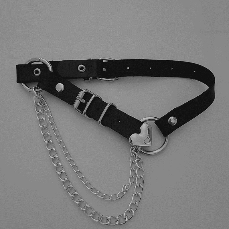 Vòng Cổ Dây Xích Hình Trái Tim Phong Cách Punk 19A1048