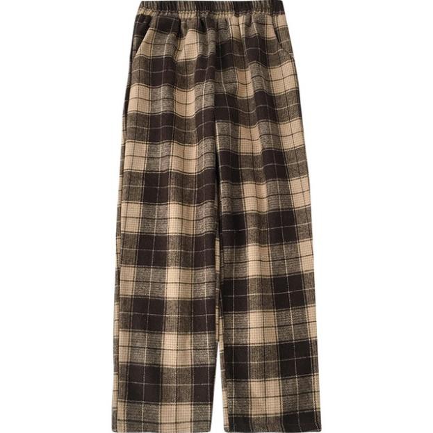 [RẺ VÔ ĐỊCH] Quần Kẻ Caro Đen Be (Quần Caro Ống Rộng)