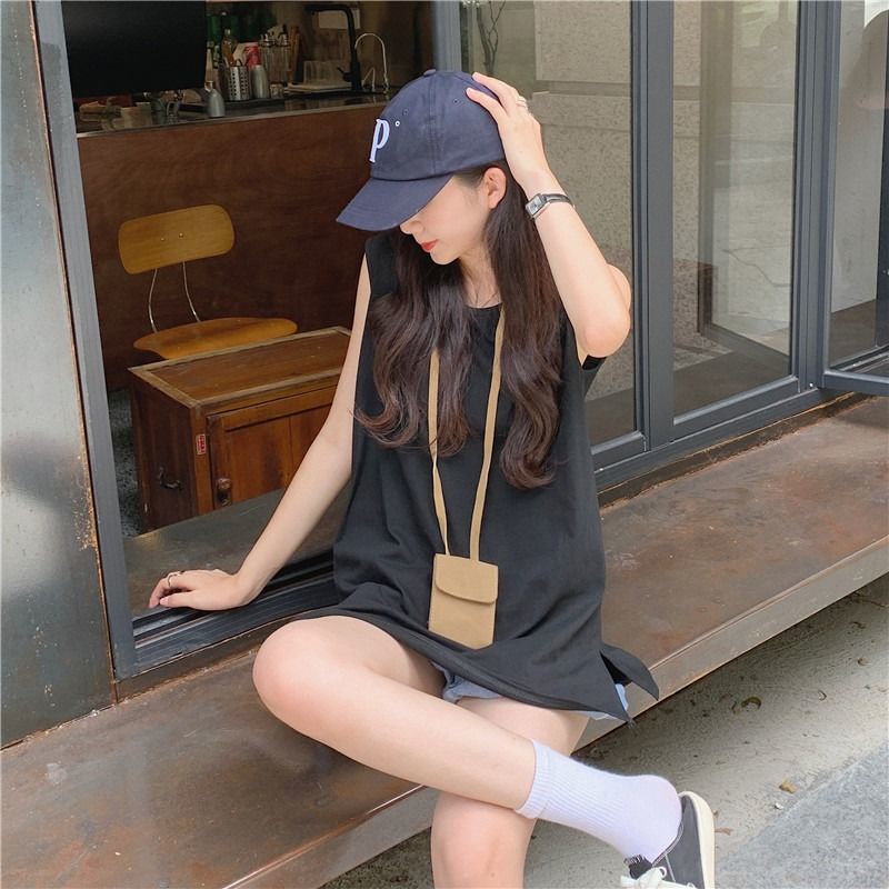 COZOK Áo Sát Nách Thể Thao Dáng Suông Xẻ Tà Quyến Rũ Thời Trang Hàn Quốc