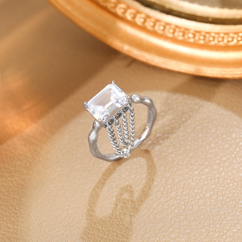 [Jiudolan] Nhẫn Hở Mạ Vàng 18K Đính Đá Ngọc Lục Bảo Nhân Tạo Cao Cấp Có Thể Điều Chỉnh