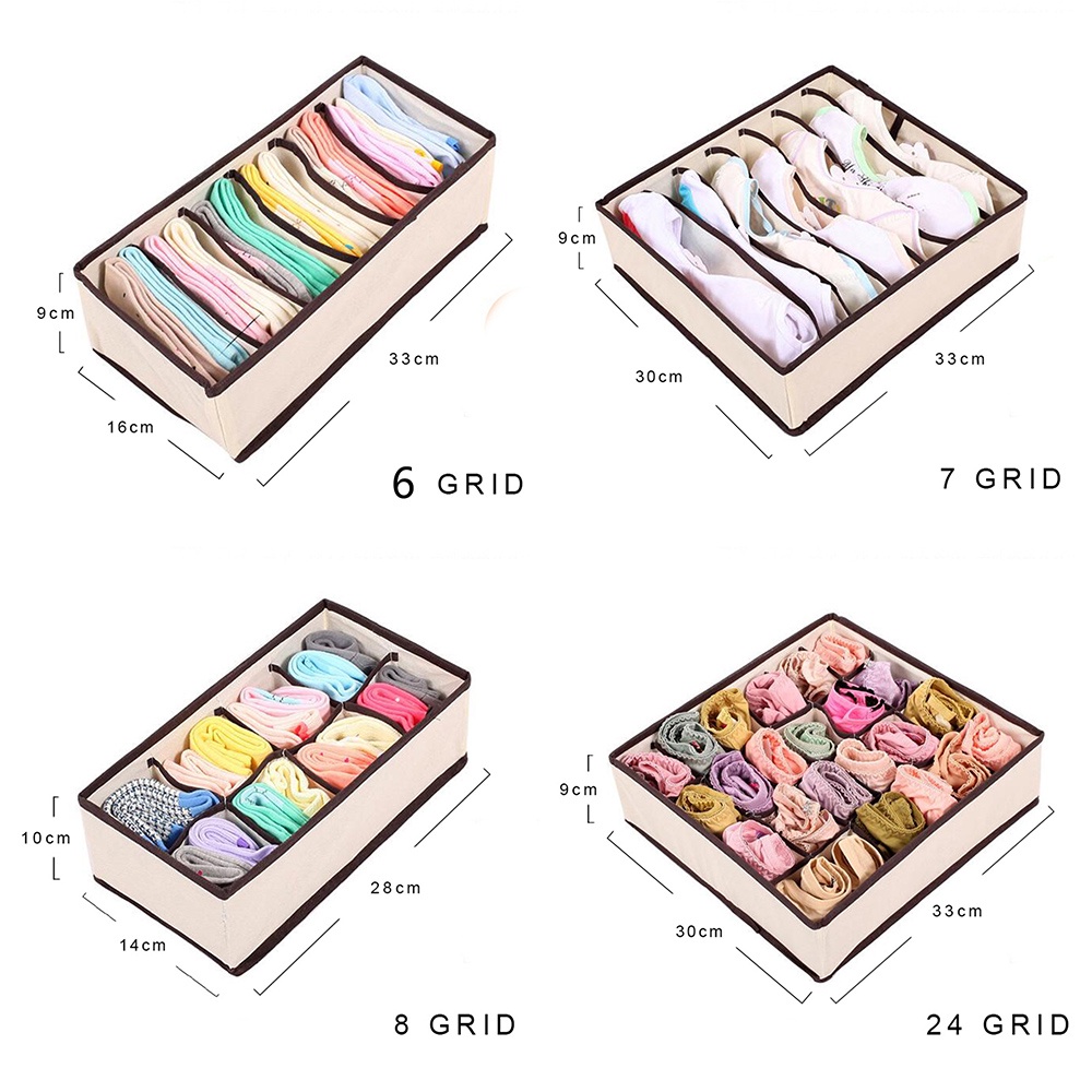 Hộp đựng đồ lót vải không dệt，Túi đựng quần áo chia ngăn Hộp xếp đồ lót tiện ích Khay xếp quần áo gọn gàng ngan chia tu quan ao giỏ đựng đồ lót