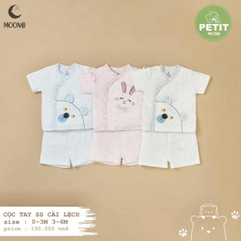 Bộ cộc tay sơ sinh cài lệch Moon chất petit