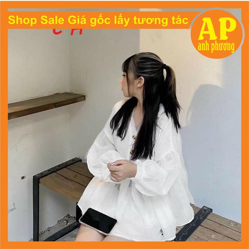 Áo sơ mi babydoll Cúc gỗ có ảnh thật sp