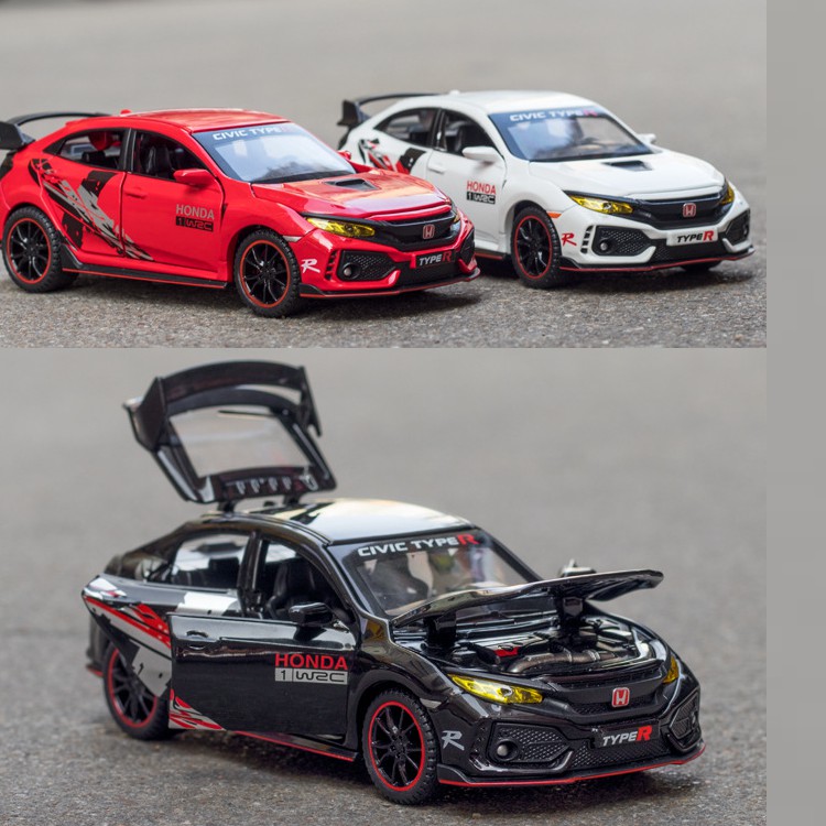 Đồ chơi trẻ em xe ô tô Honda civic Type R limited Edition tỉ lệ 1:32 xe bằng kim loại có đèn và âm thanh