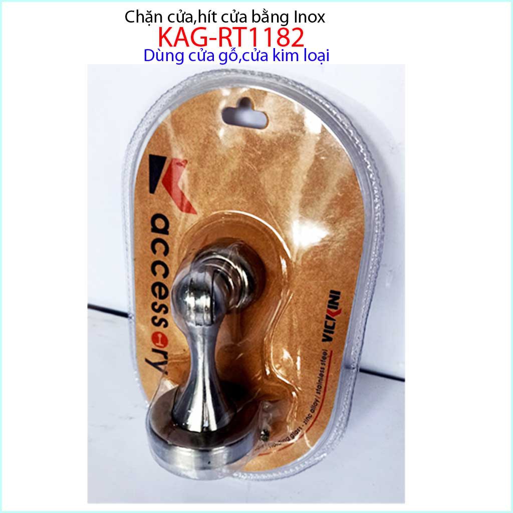 Cục hít cửa Inox  có nam châm, chặn cửa gỗ KAG-RT1182