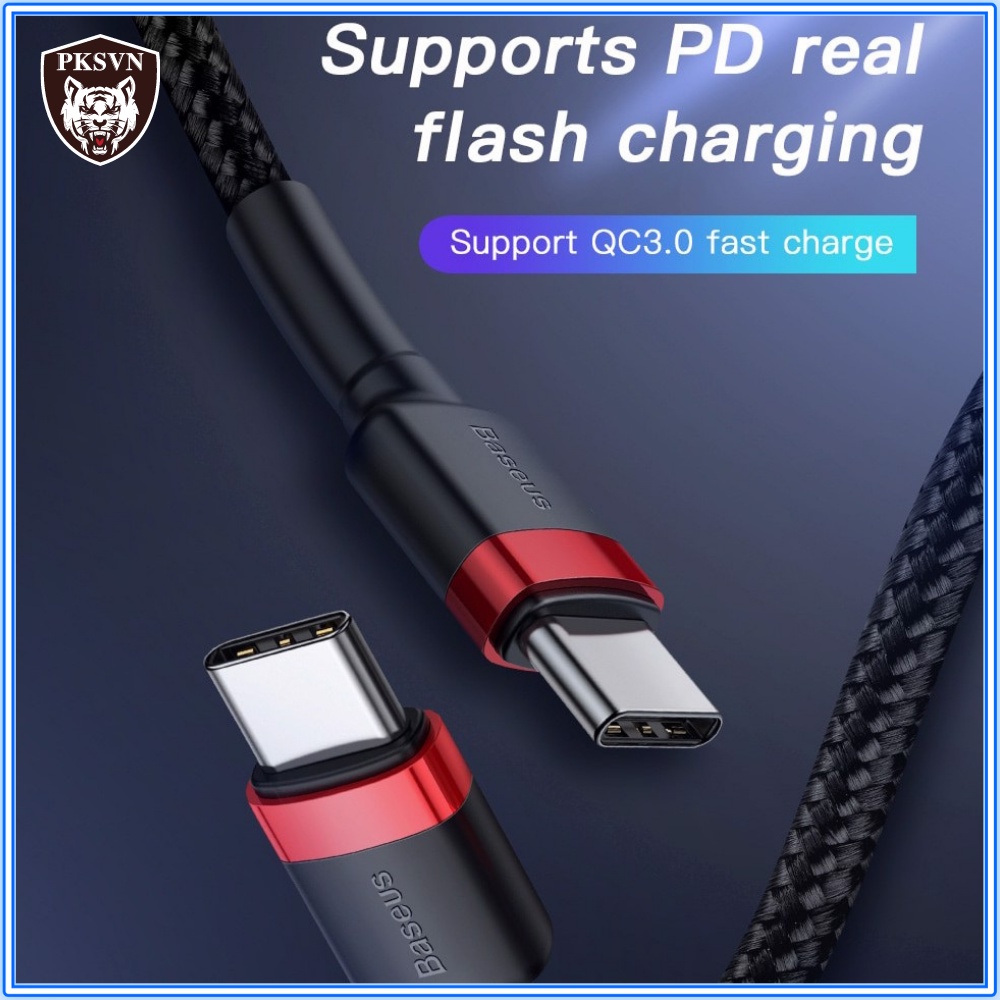 Cáp Sạc Nhanh 60w Cao Cấp Chính Hãng Baseus - Dây Sạc Nhanh Type C to C  cho Samsung, Xiaomi.. - BH 1 Năm