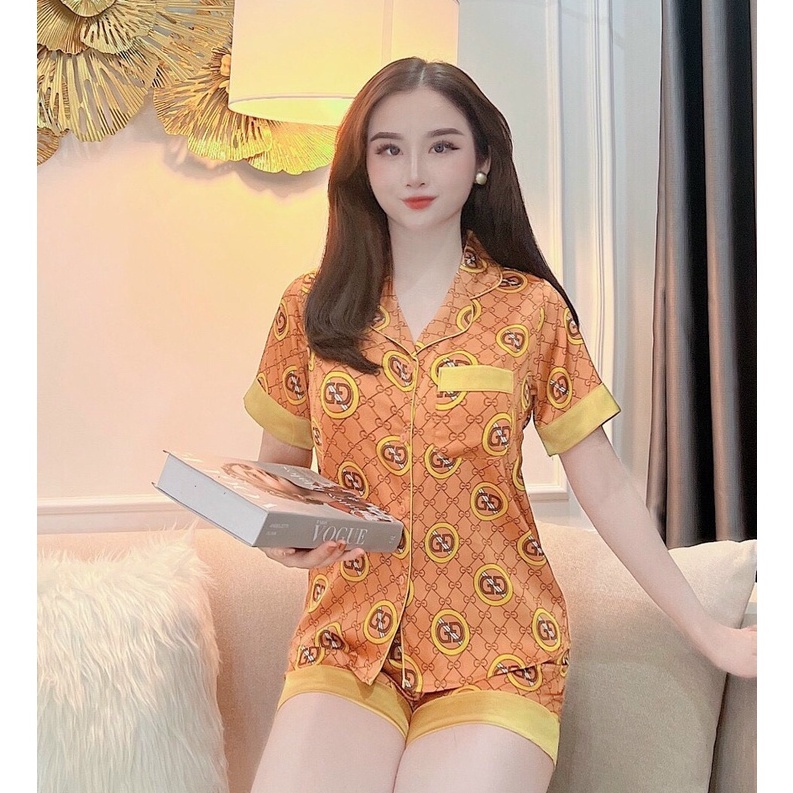 Bộ đồ ngủ, pyjama bộ lụa cao cấp bộ mặc nhà đẹp áo ngắn tay quần ngố các hãng nhiều họa tiết lạ mắt Bin Sports PJM010