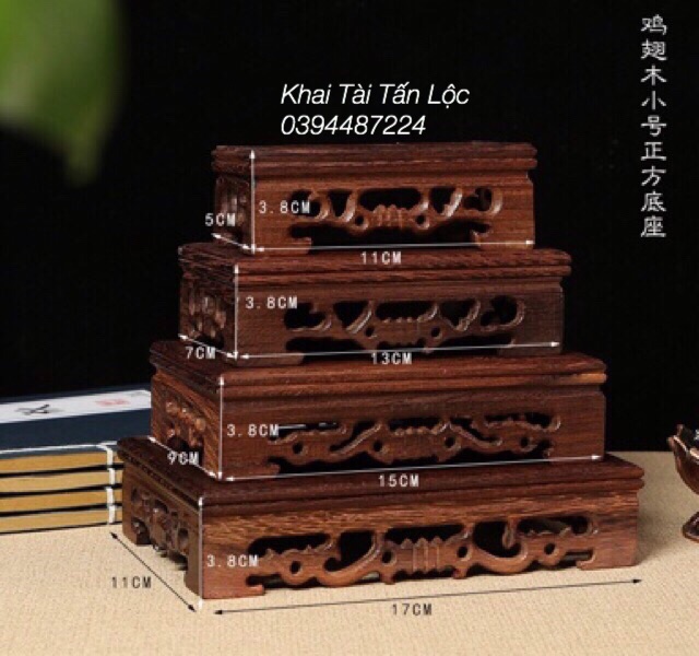 Đế gỗ chữ nhật 17cm x 11 cm để đặt tượng , chậu bonsai