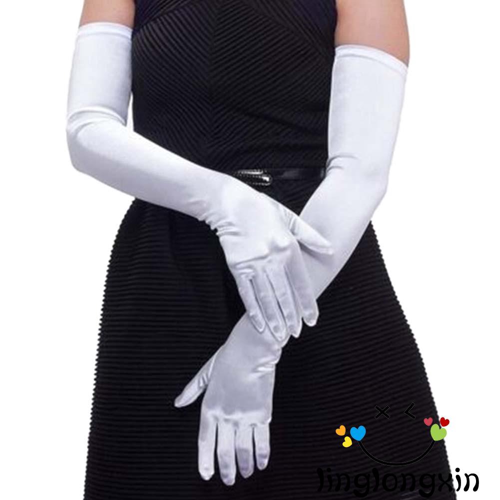 Găng tay dài vải satin dành cho nữ