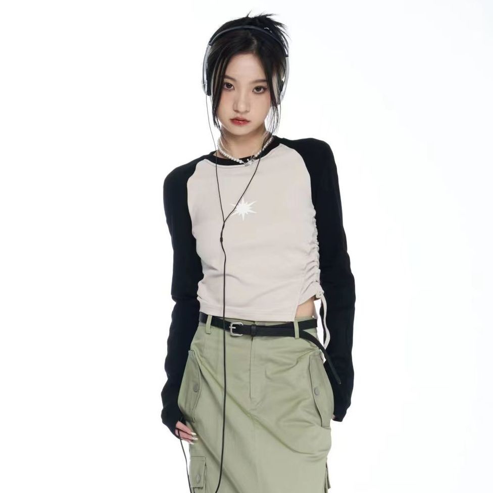 Áo Thun Raglan Tay Dài In Hình Thủy Thủ Thủ Thủ Thủ Thủ Mặt Trăng Cột Dây Sớm Thu Mỹ Cổ Điển Có Sẵn