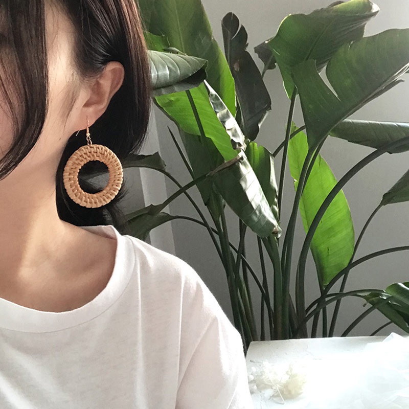Khuyên Tai Dáng Dài Đan Mây Thủ Công Kiểu Hình Học Thời Trang Hàn Quốc