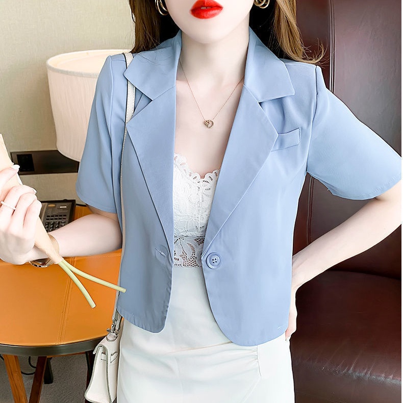Áo Khoác Blazer Tay Ngắn Màu Trơn Thời Trang Công Sở Phong Cách Hàn Quốc Cho Nữ | BigBuy360 - bigbuy360.vn