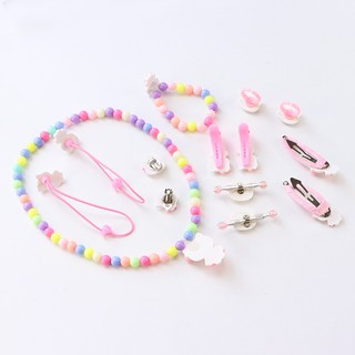 Bộ trang sức 14 món cho bé sơ sinh,trẻ em hồng xinh hello kitty - Shop trẻ thơ NK
