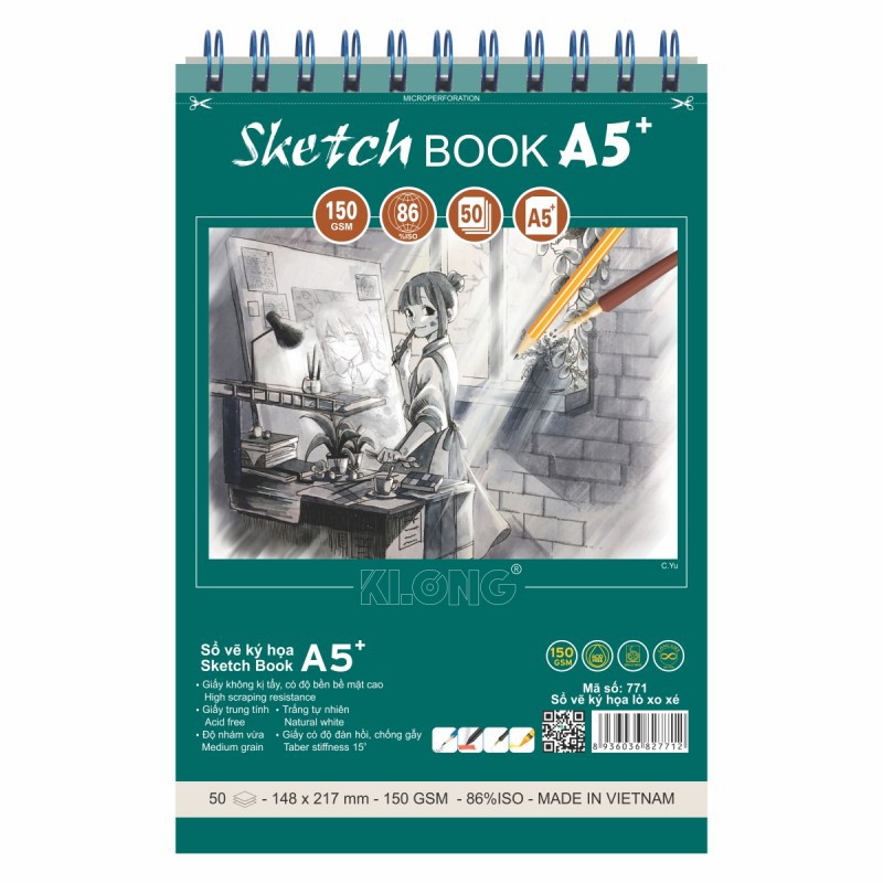 Sổ vẽ lò xo ký họa Sketch Book A5 - 150 GSM - 50 tờ; MS: 771