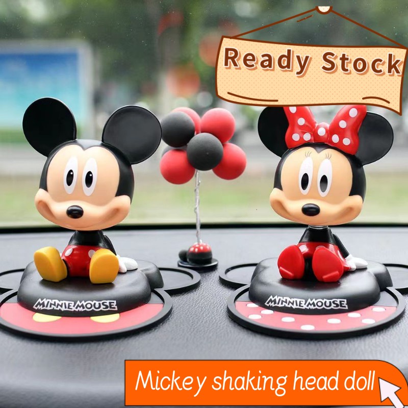DISNEY Mô Hình Chuột Mickey Minnie Lắc Đầu Trang Trí Xe Hơi